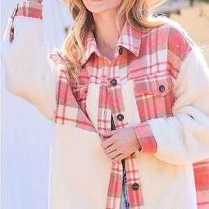 Plaid Pink and Cream Women's Jacket